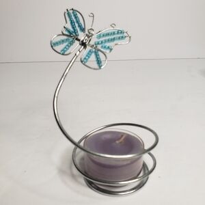Vintage, handmade beaded butterfly tealight candle holder. 195